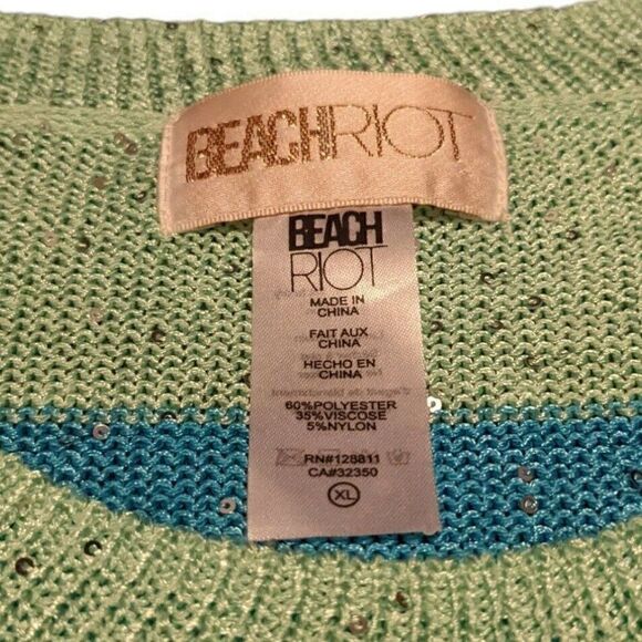 Beach Riot Beach Stripe Sweater in Mod Stripe Multi Cotton Candy Sequins XL NWOT - Picture 4 of 6